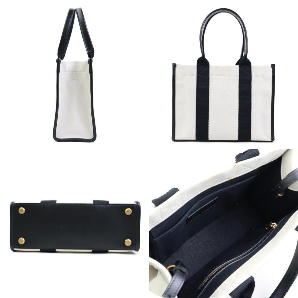 Balenciaga Black Ivory Canvas Leather Handbag Shoulder