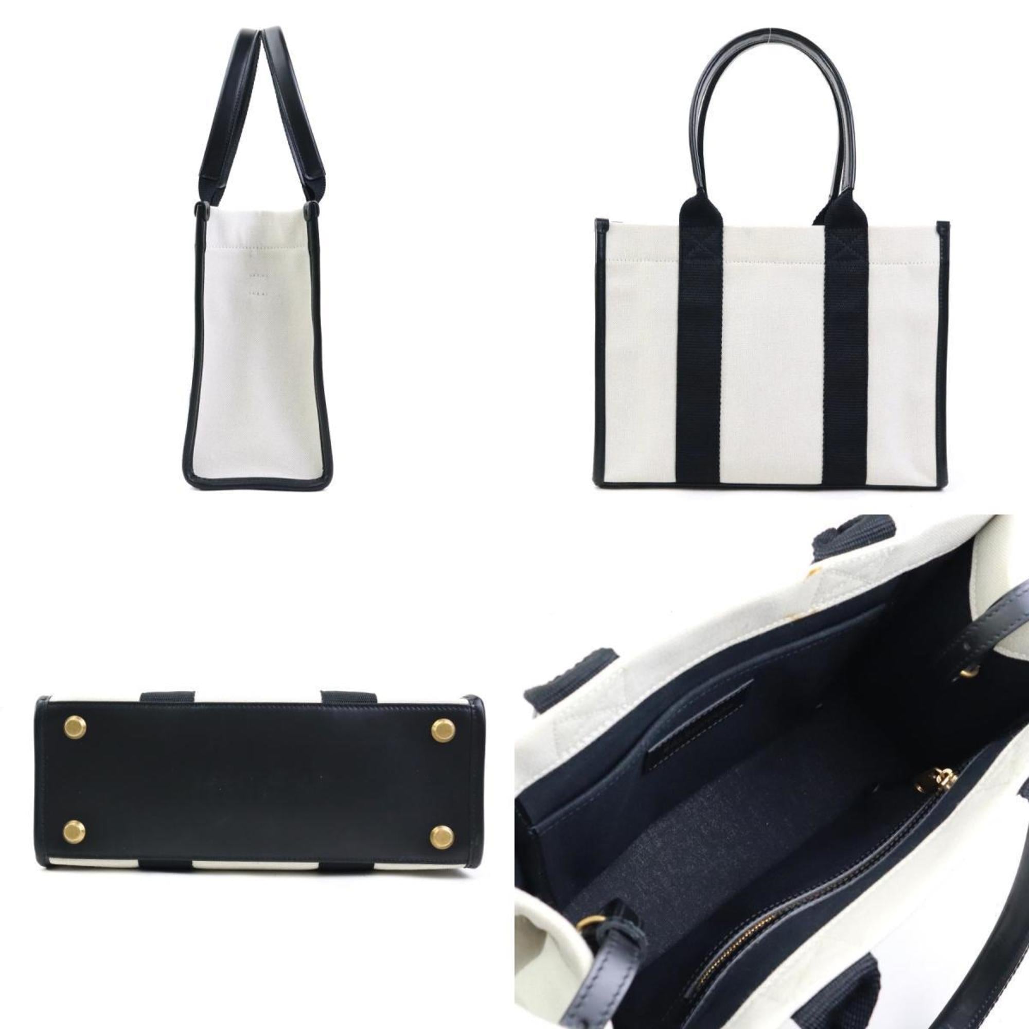 Balenciaga Black Ivory Canvas Leather Handbag Shoulder