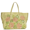 Fendi Beige Pink Green Leather Tote Bag