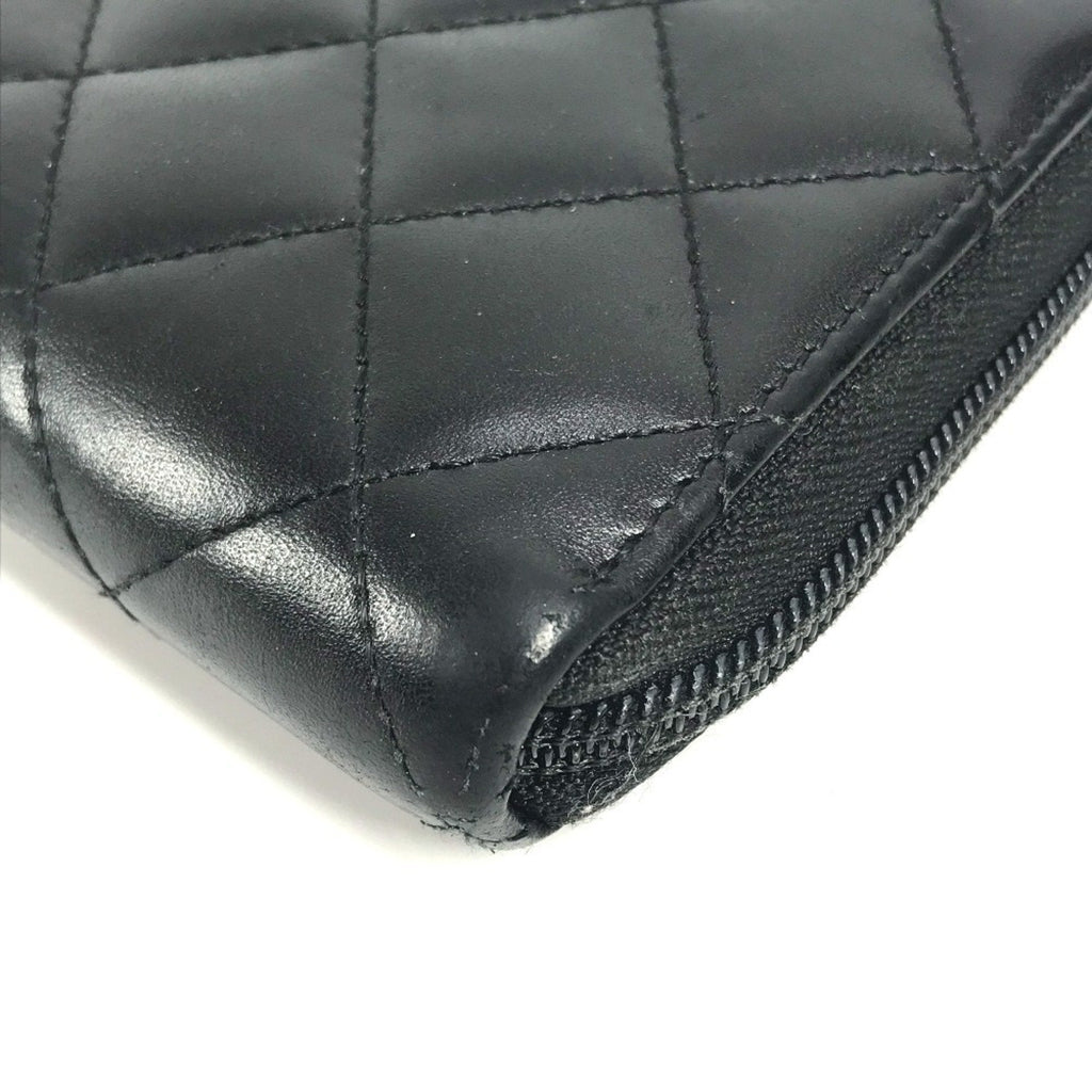 Chanel Cambon Black Leather Long Wallet (Bi-Fold)