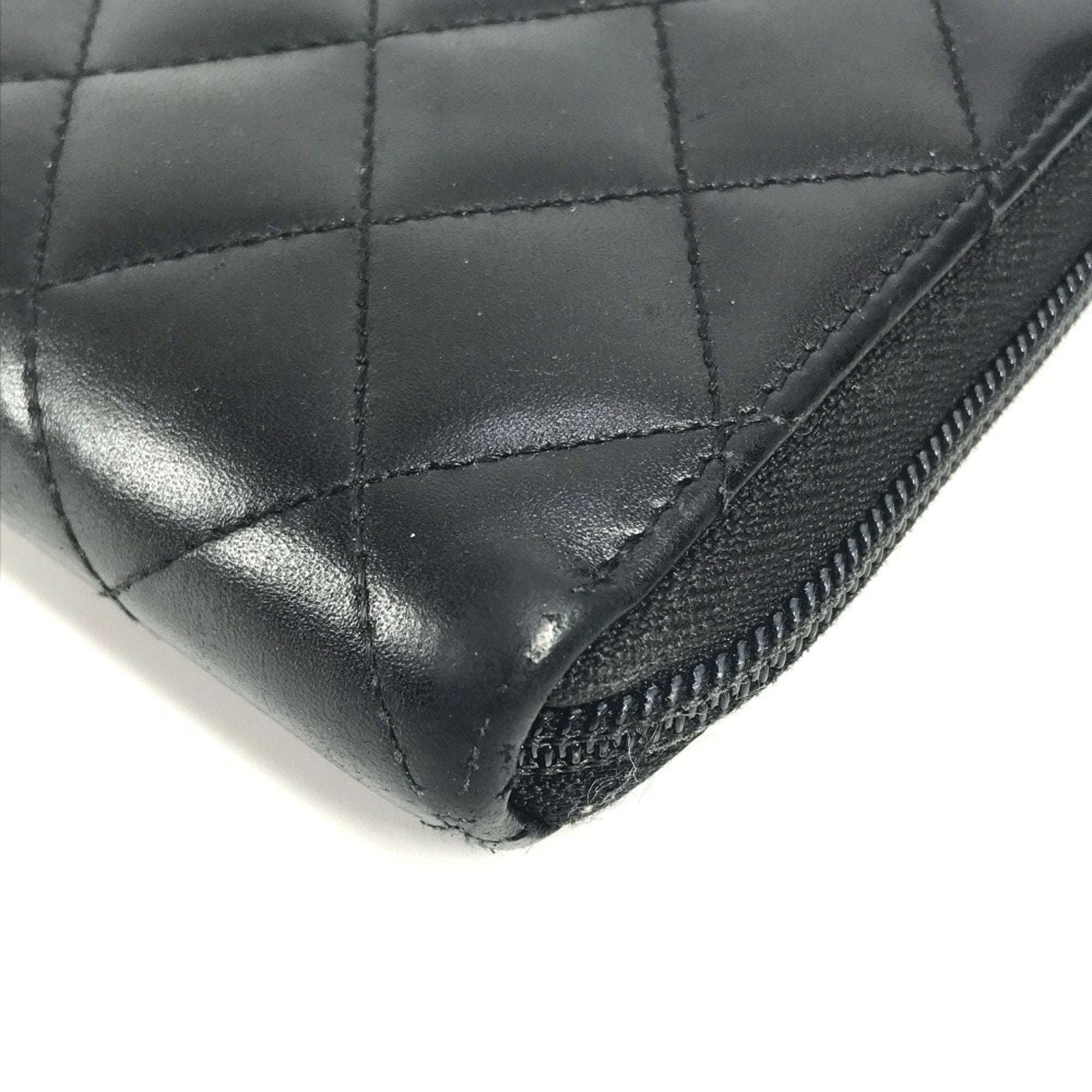 Chanel Cambon Black Leather Long Wallet (Bi-Fold)