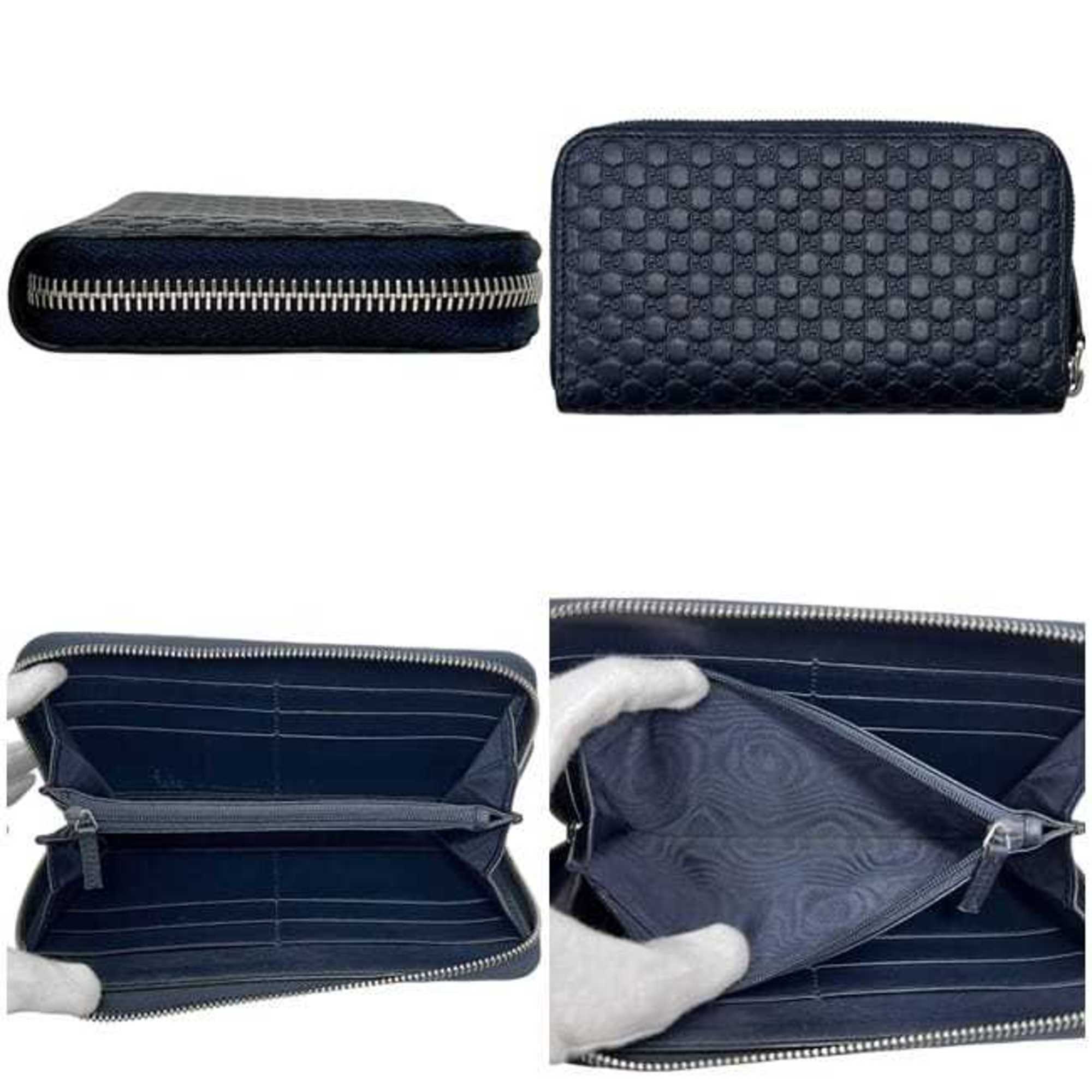 Gucci Navy Leather Long Wallet (Bi-Fold) (Pre-Owned)