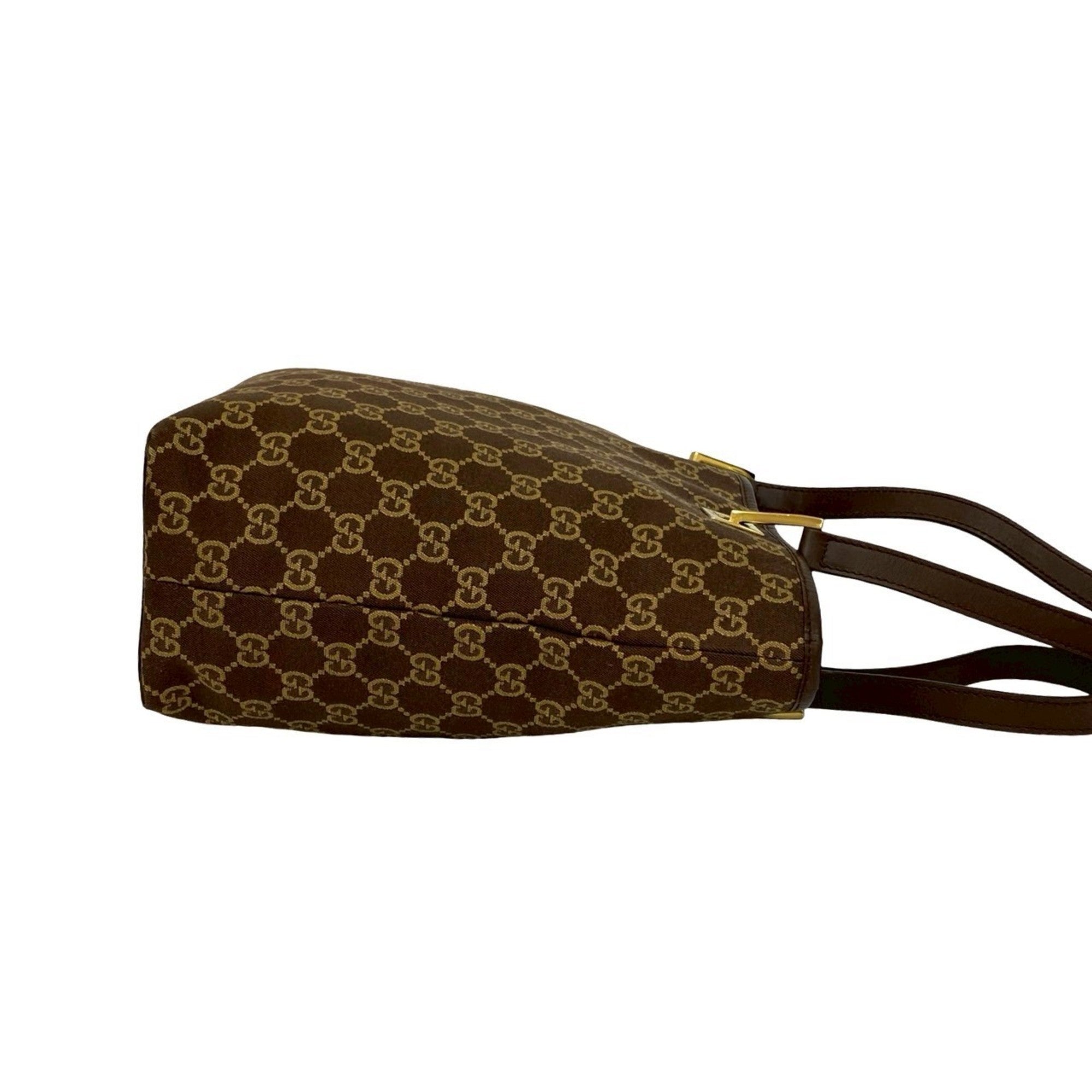Gucci Brown Canvas Leather Handbag Shoulder Bag Tote Bag (Pre-Owned)