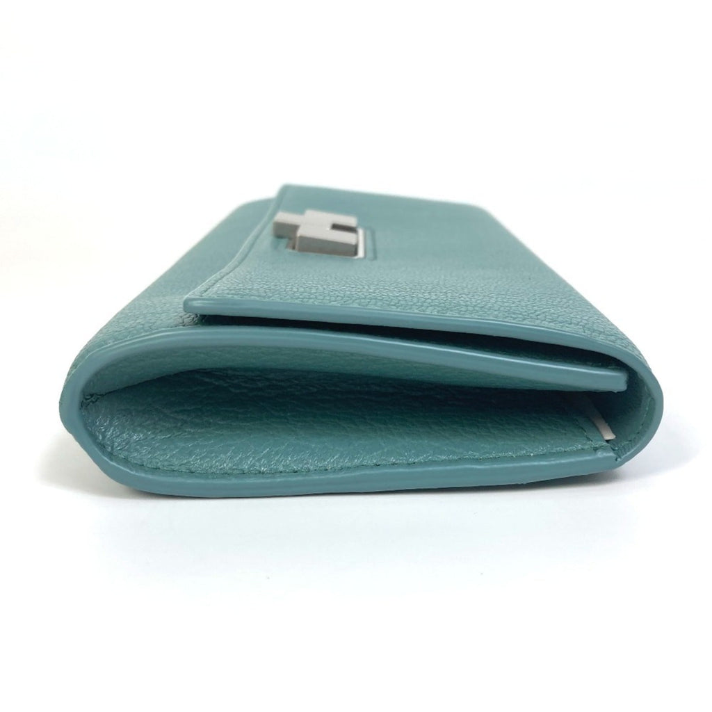 Bottega Veneta Blue Light Blue Green Leather Long Wallet (Bi-Fold)