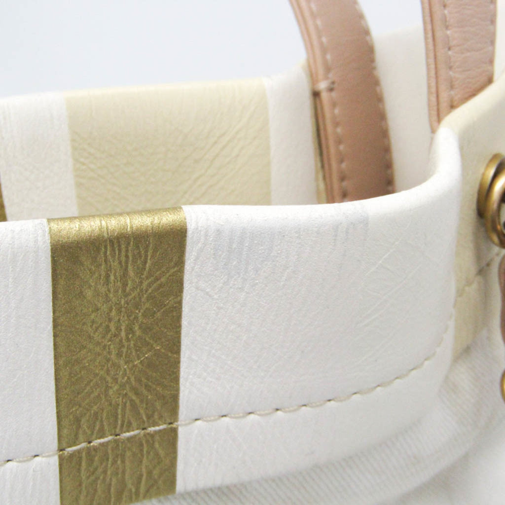 Chanel Multi-Color Pink Beige Canvas Leather Handbag Tote Bag