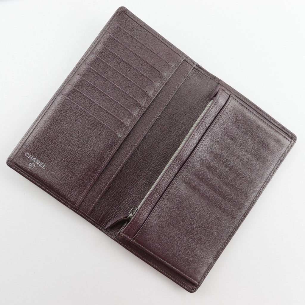 Chanel Metallic Purple Leather Long Wallet (Bi-Fold)
