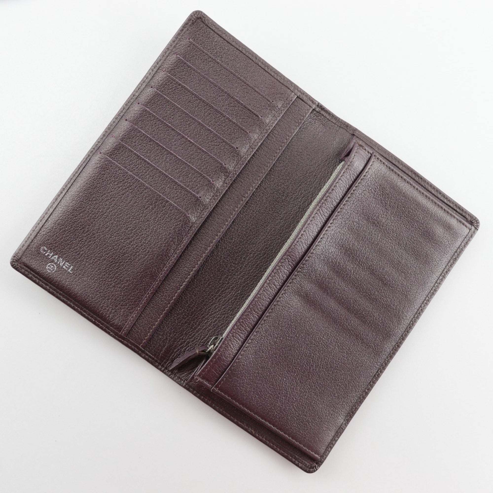 Chanel Metallic Purple Leather Long Wallet (Bi-Fold)