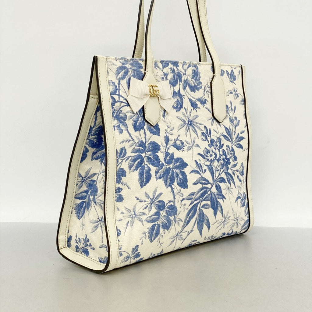Gucci Blue White Canvas Tote Bag (Pre-Owned)