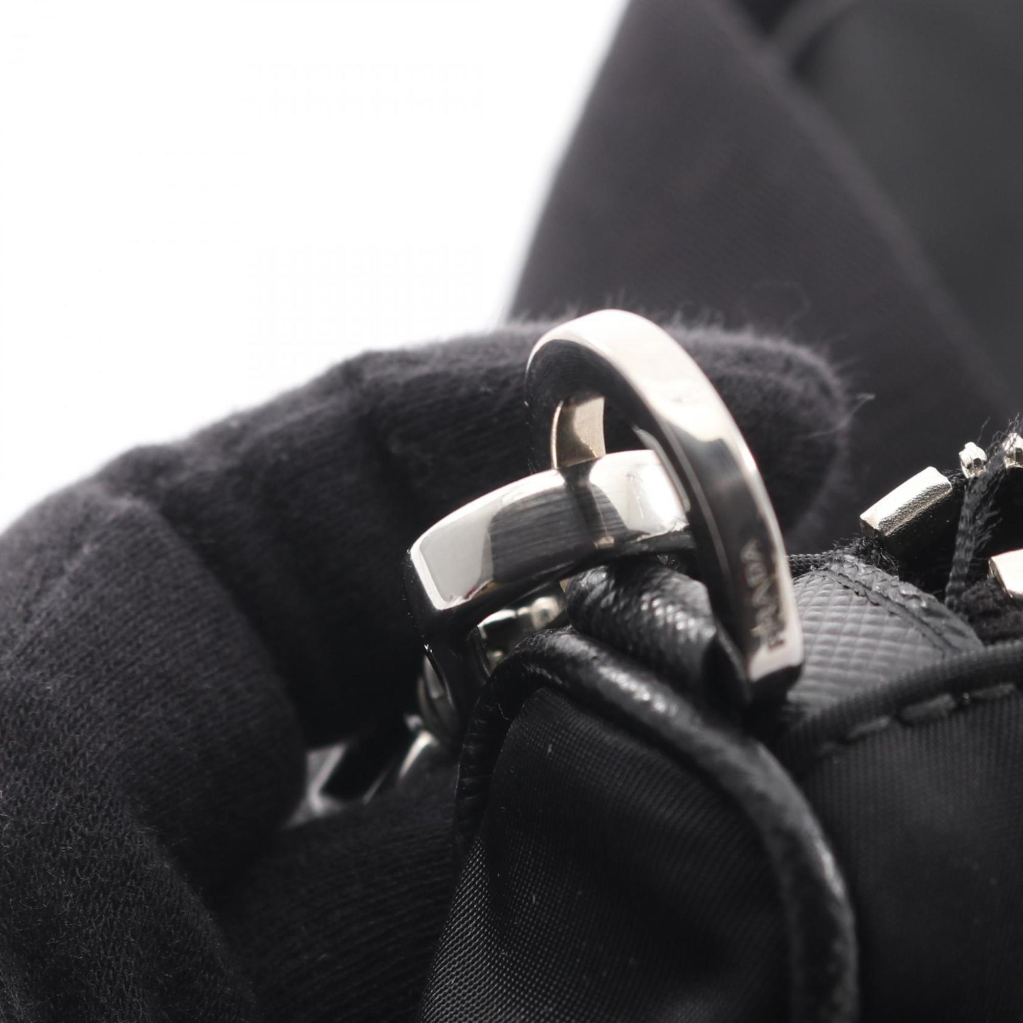 Prada Black Nylon Saffiano Triangle Shoulder Bag