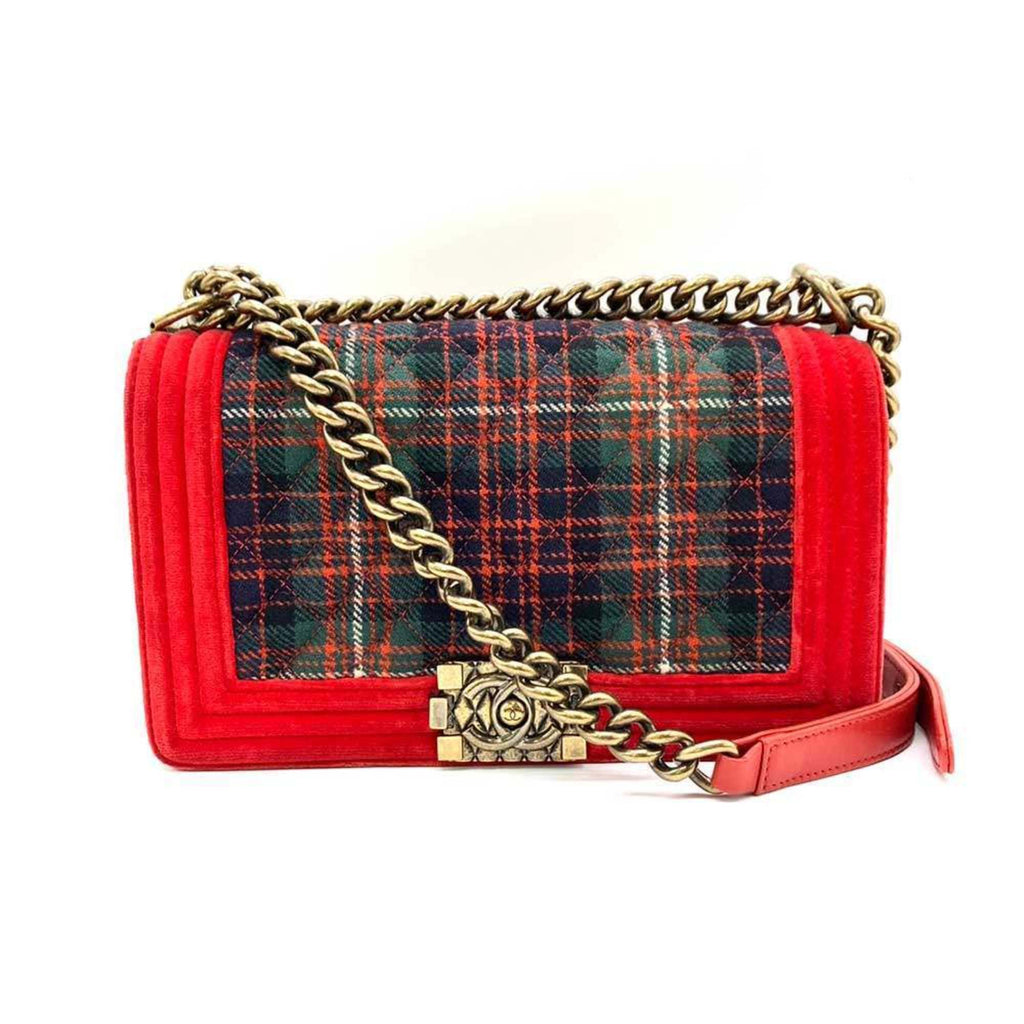 Chanel Green Red Color Canvas Shoulder Bag