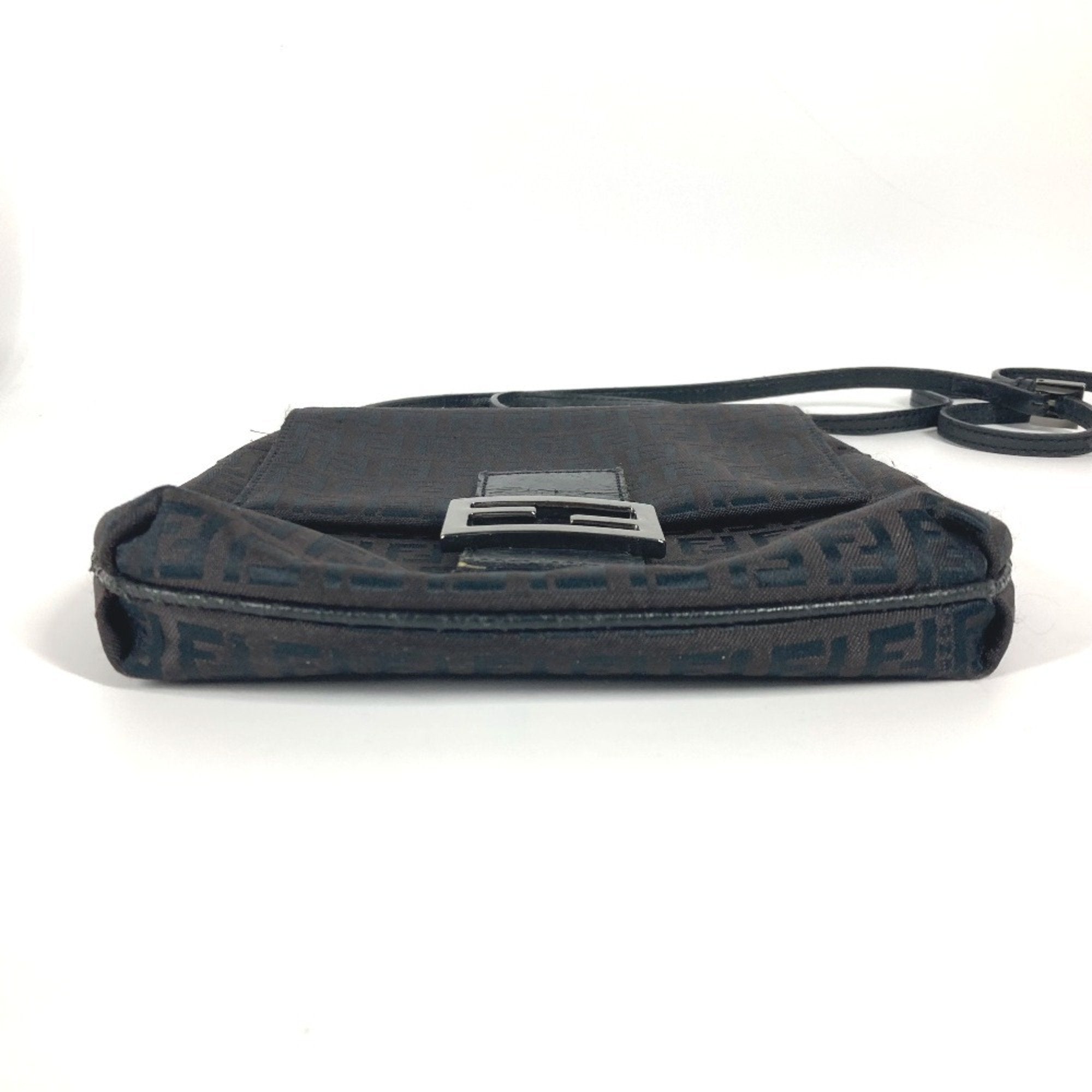 Fendi Black Canvas Leather Pochette Shoulder Bag
