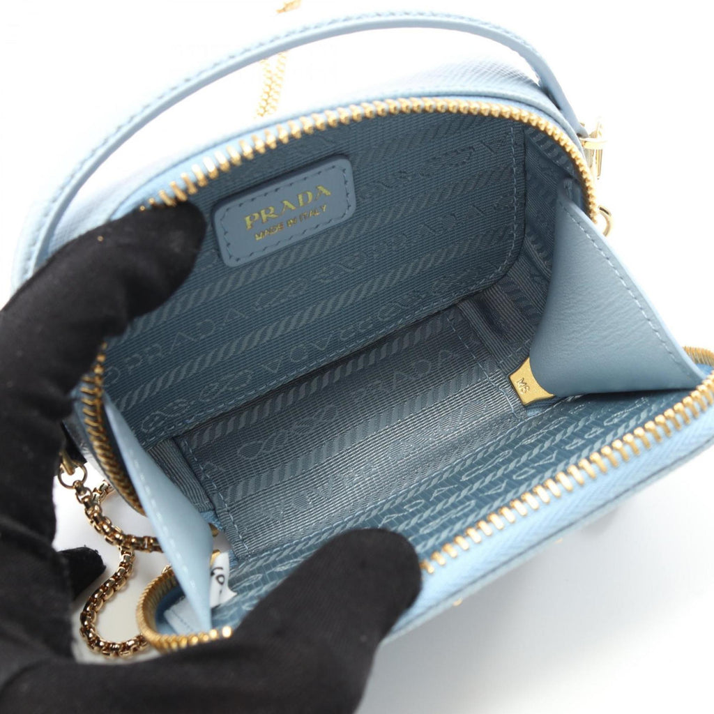 Prada Blue Light Blue Leather Pouch Shoulder Bag