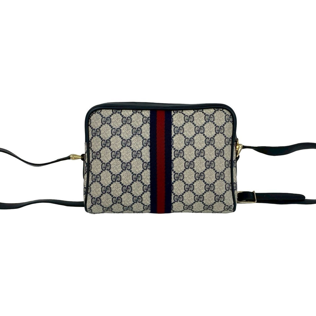 Gucci Navy Red Color Pvc Leather Shoulder Bag (Pre-Owned)