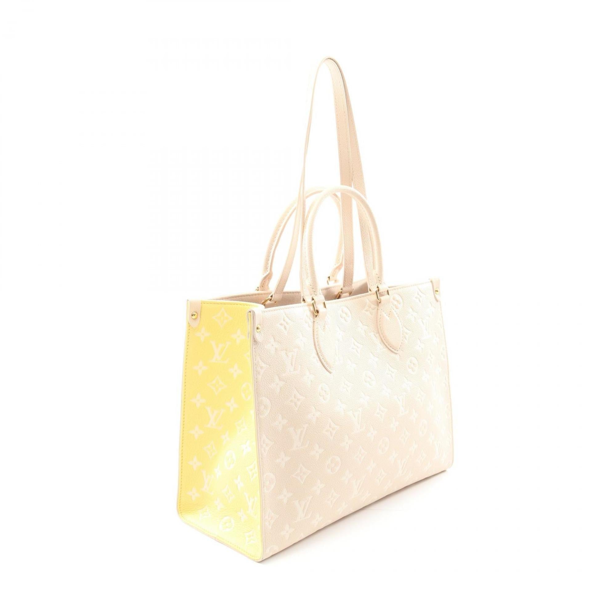 Louis Vuitton Beige Pink Rose Yellow Leather Handbag