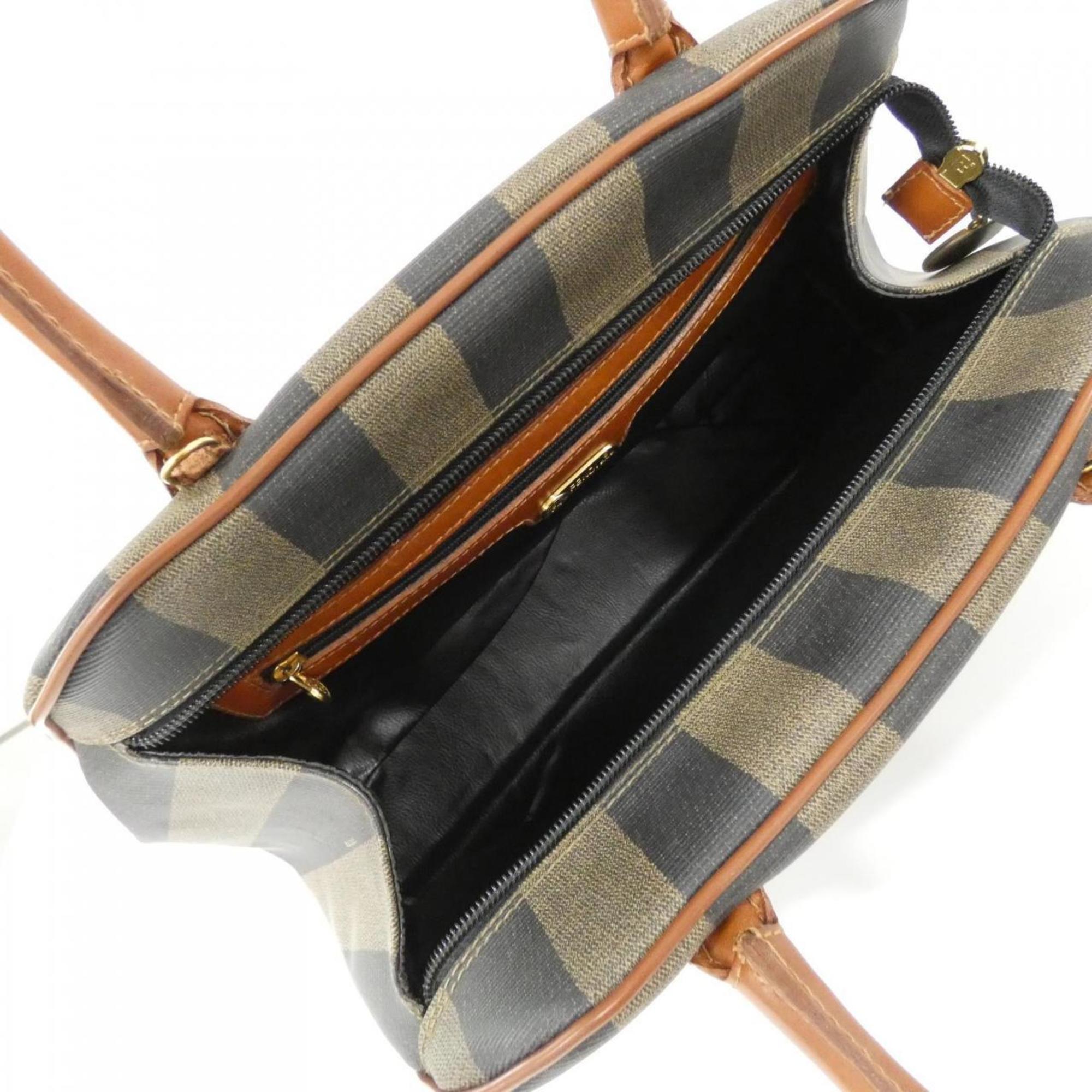 Fendi Brown Coated Canvas Handbag