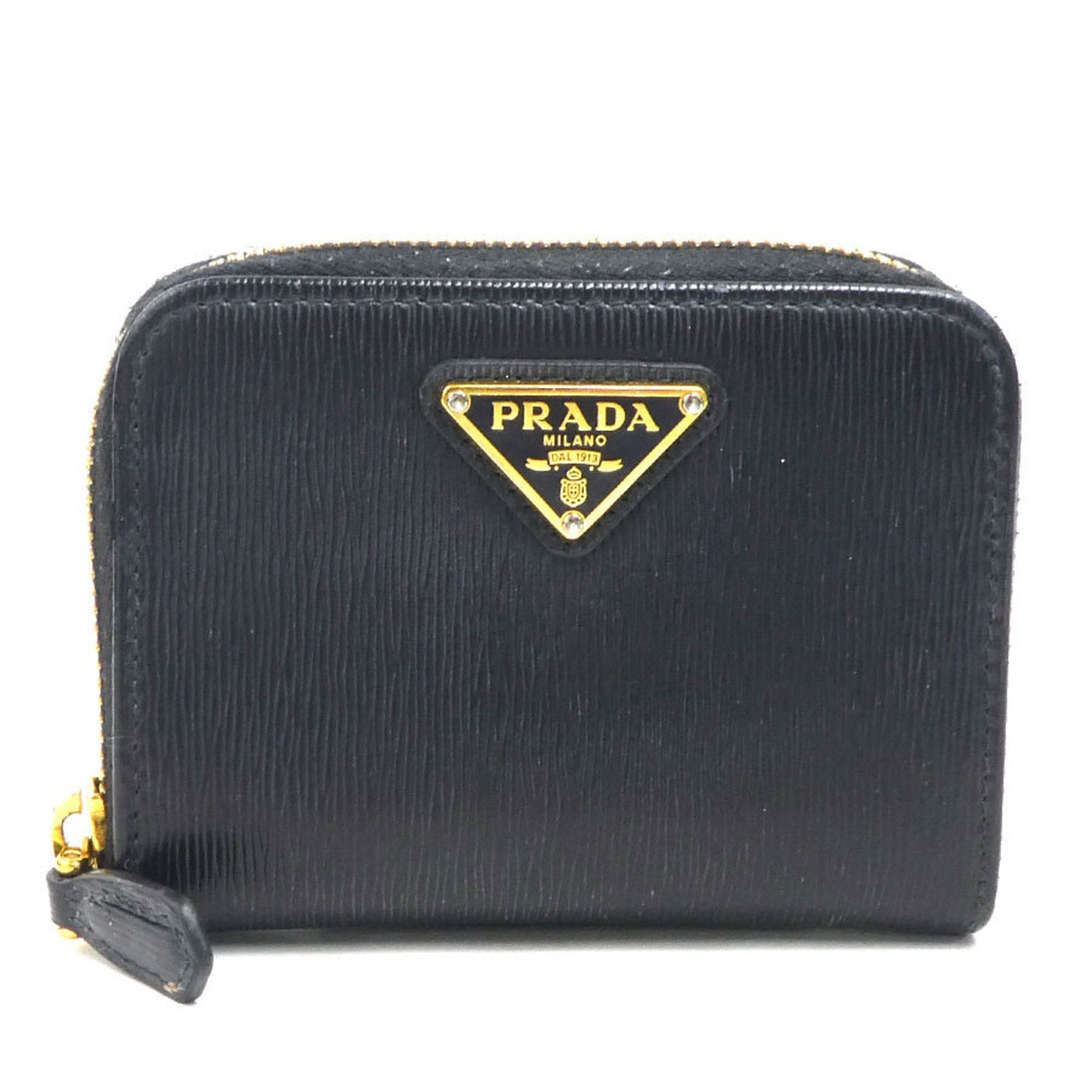 Prada Black Leather Coin Purse/Coin Case