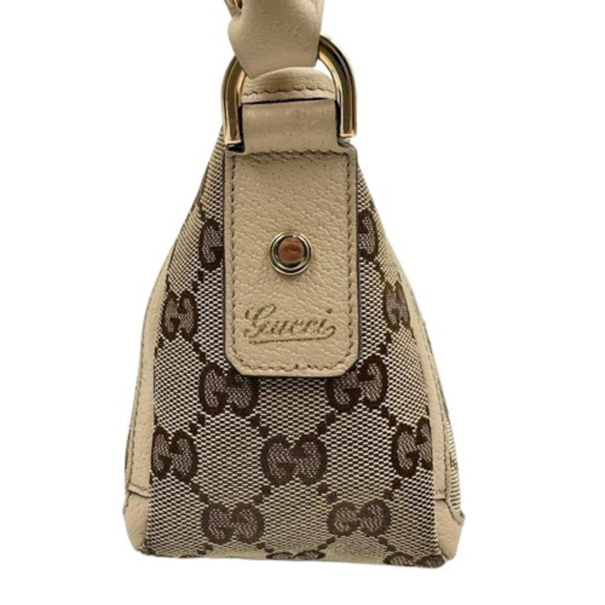 Gucci Abbey Beige Canvas Shoulder Bag (Pre-Owned)