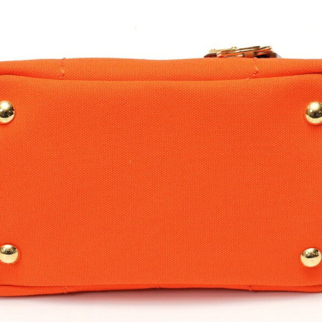 Prada Orange Cotton Canvas Handbag Tote Bag