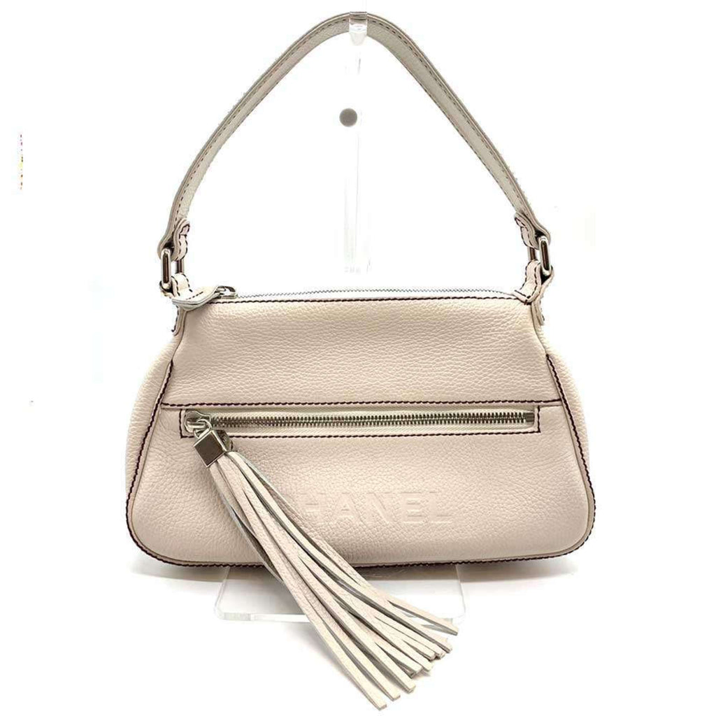 Chanel White Leather Shoulder Bag
