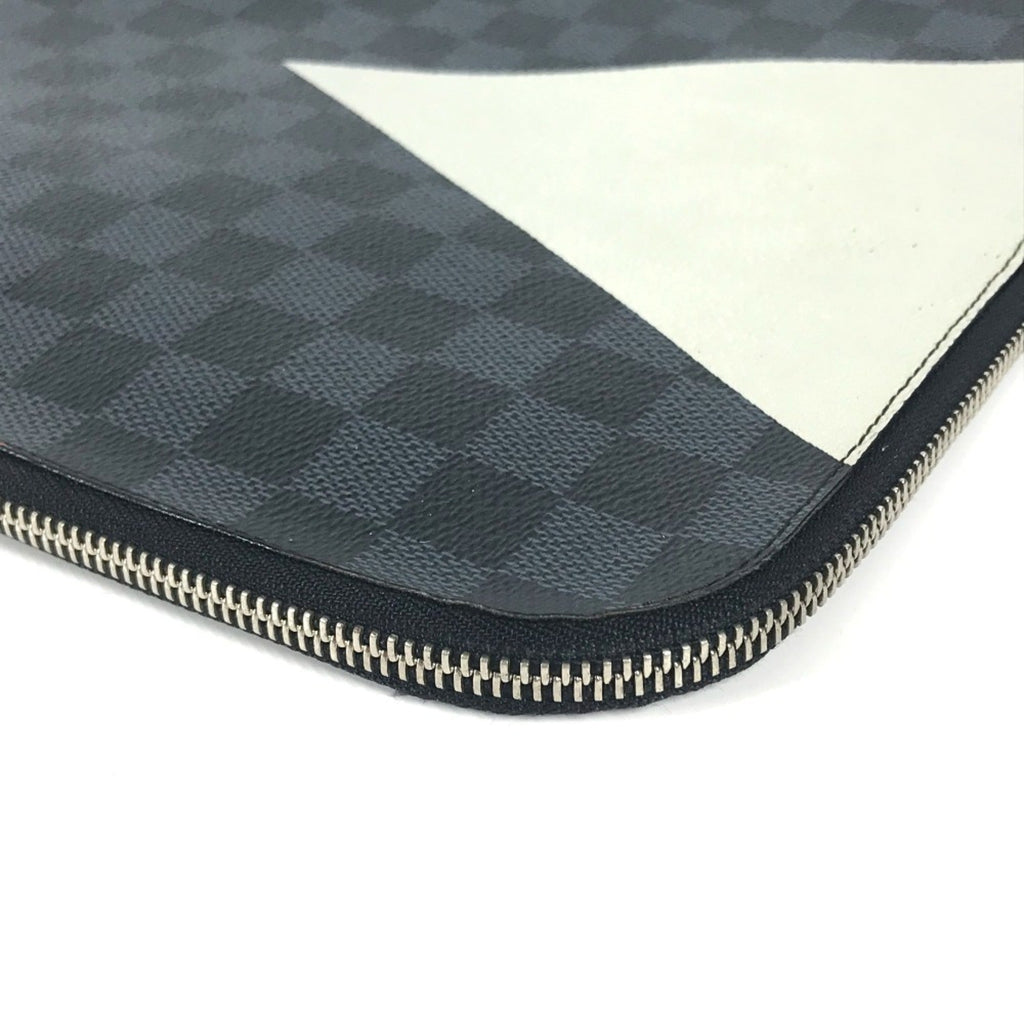 Louis Vuitton Black Red Color White Damier Graphite Clutch Bag Pochette Pouch