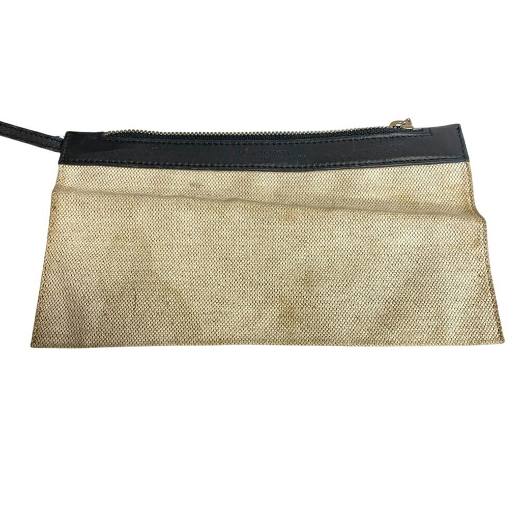 Balenciaga Black Ivory Canvas Leather Hand