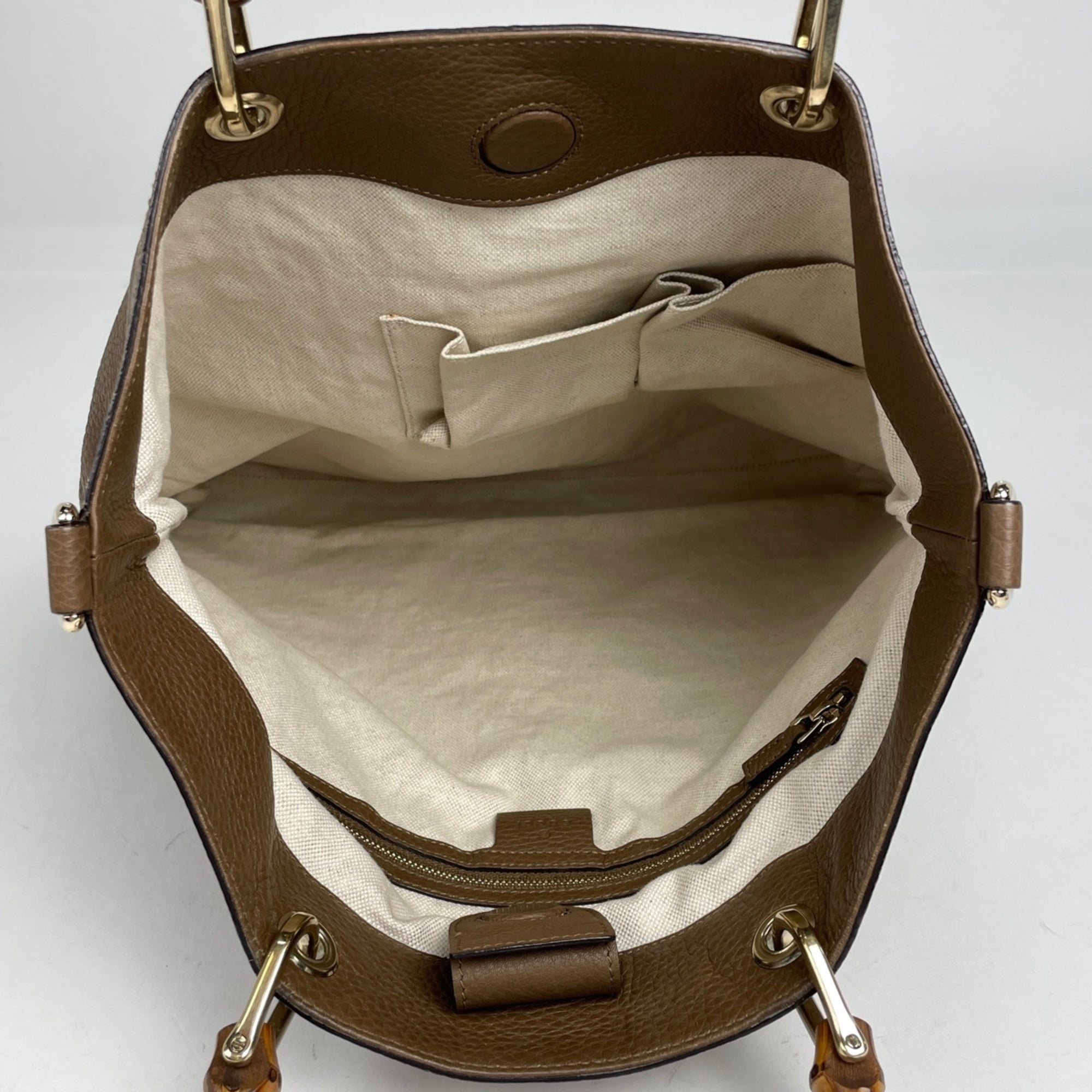 Gucci Brown Leather Shoulder Bag Tote Bag (Pre-Owned)