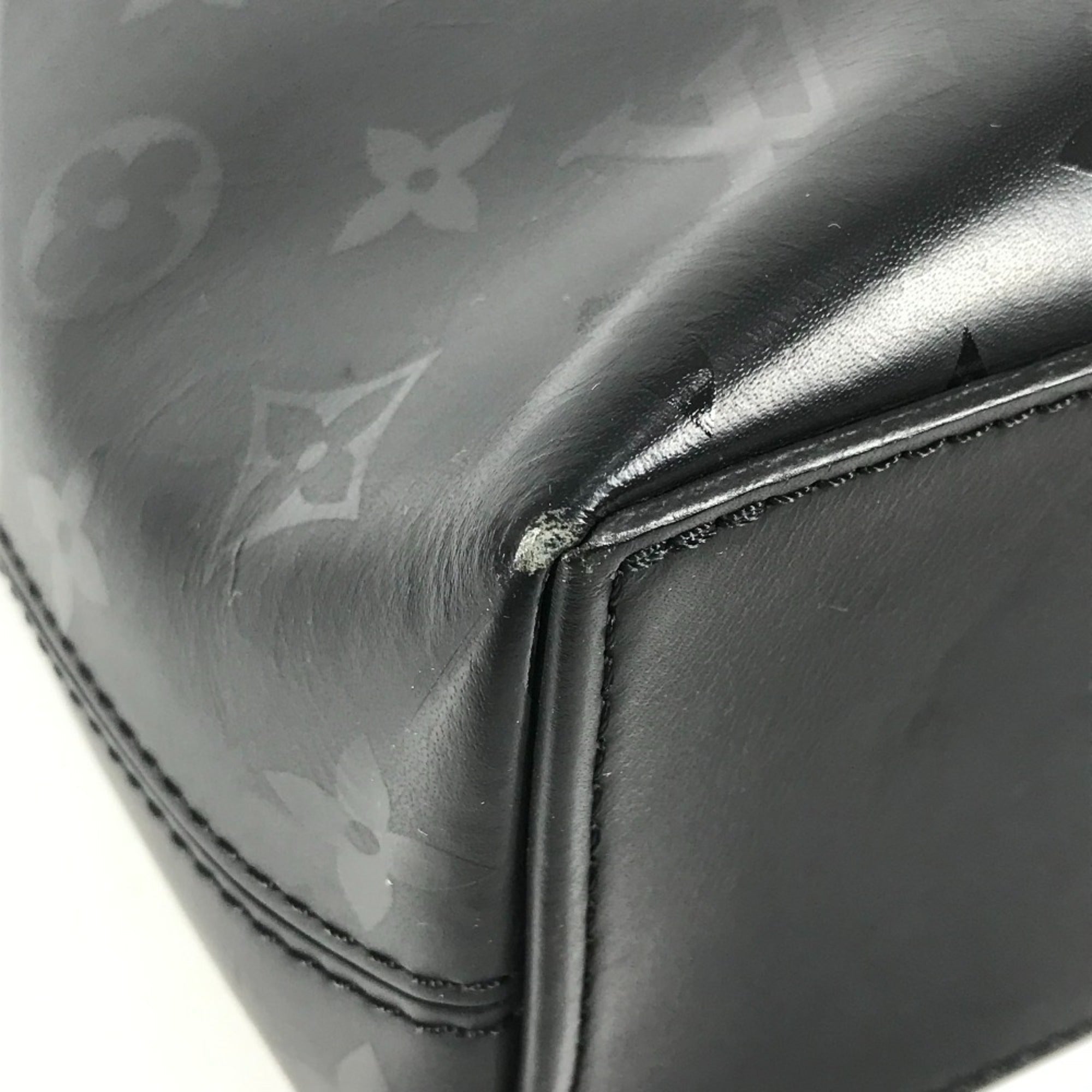 Louis Vuitton Black Noir Leather Briefcase Handbag Tote Bag