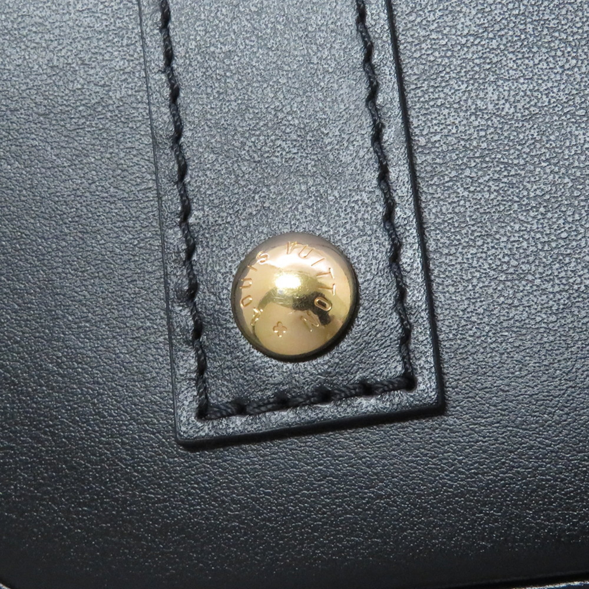 Louis Vuitton Black Noir White Leather Handbag Shoulder Bag