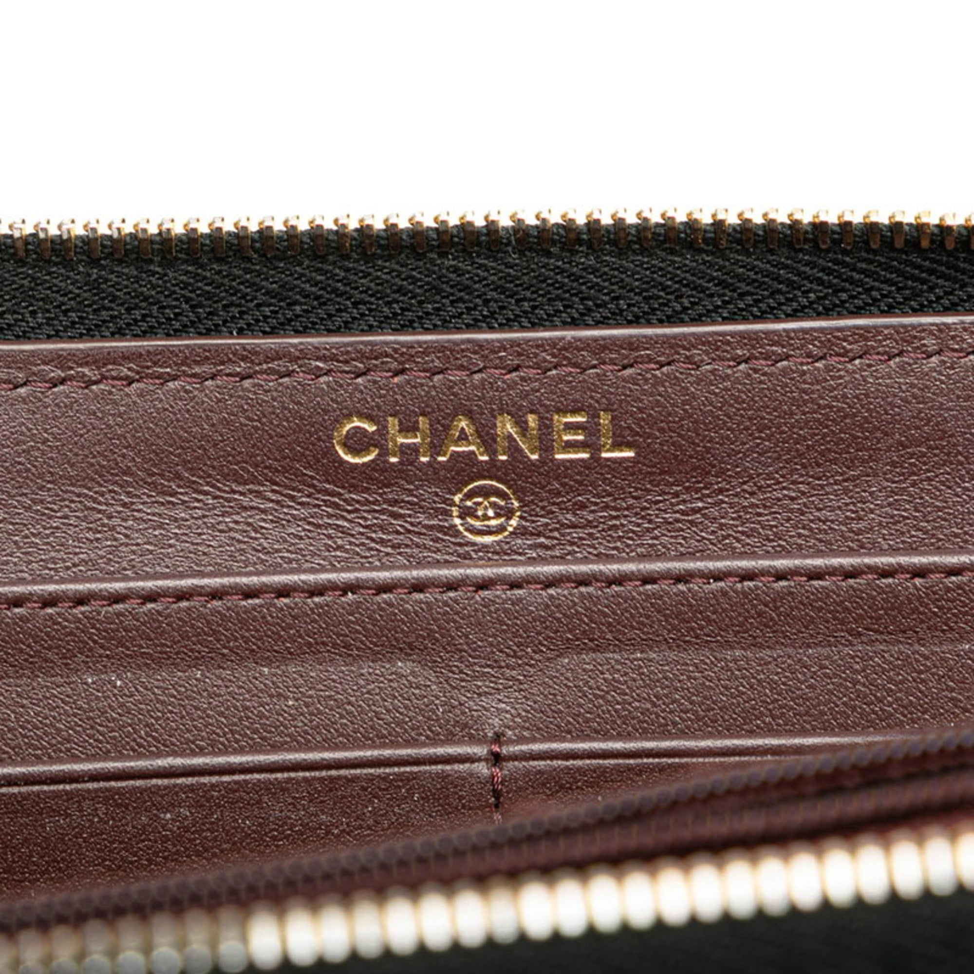 Chanel Black Grained Calfskin Long Wallet (Bi-Fold)