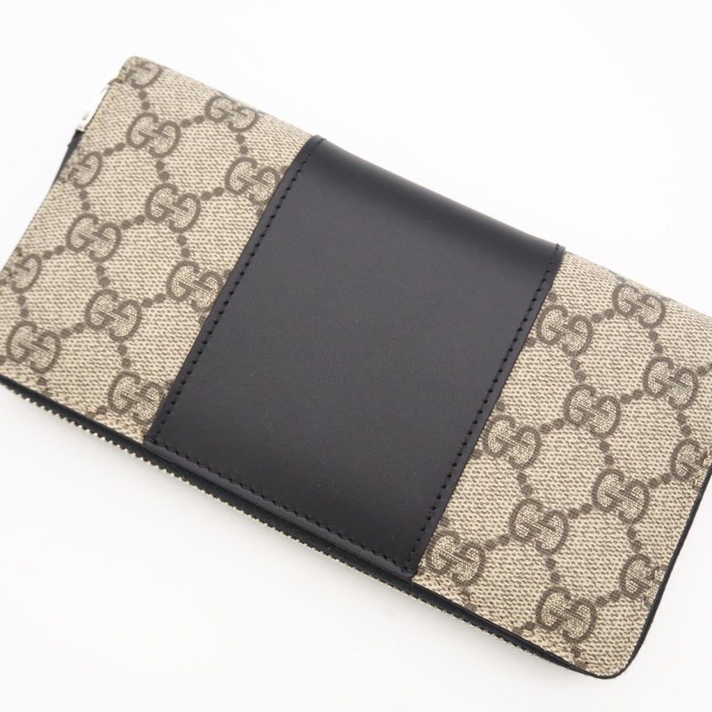 Gucci Beige Black Leather Long Wallet (Bi-Fold) (Pre-Owned)