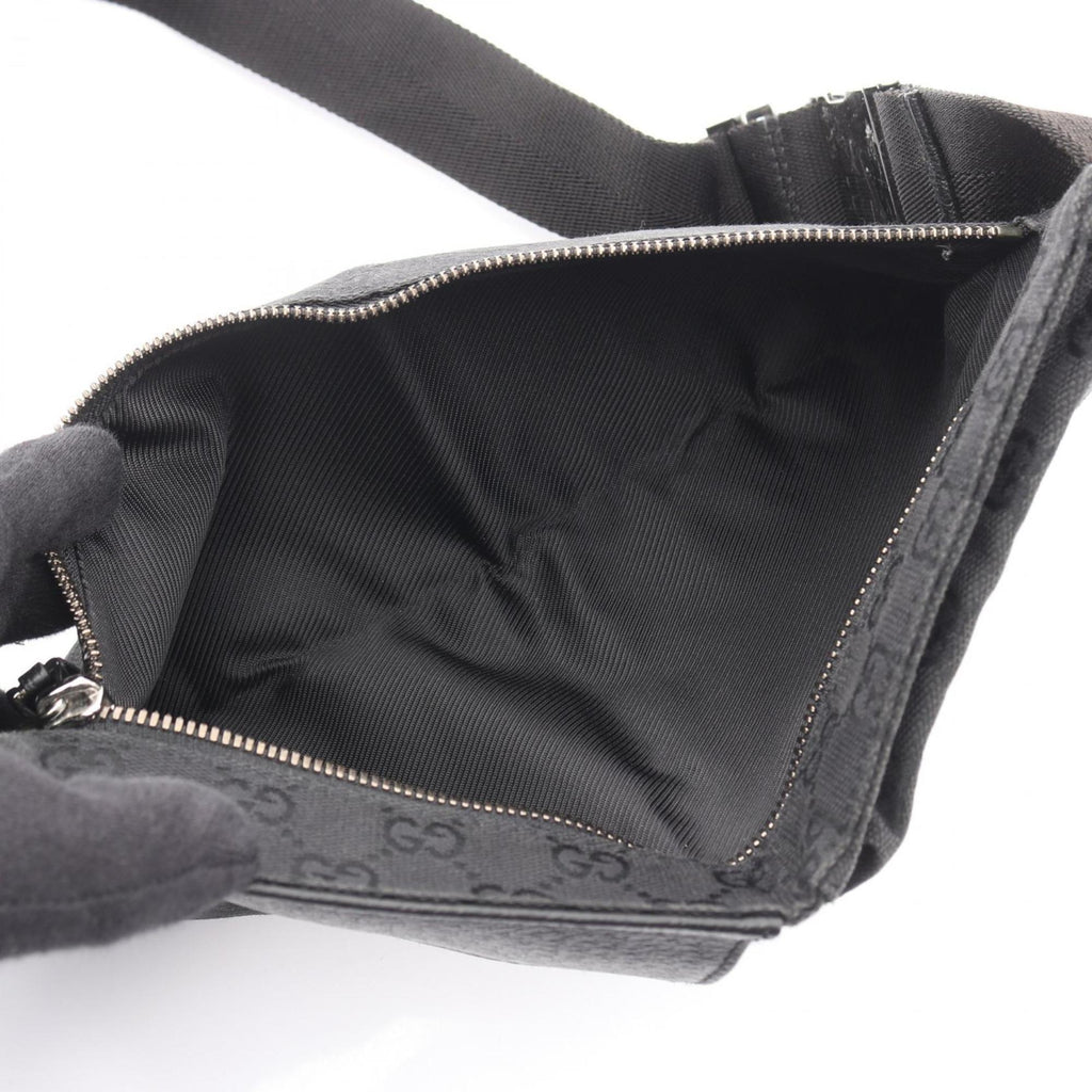 Gucci Black Gg Canvas Leather Fanny Pack Sling Bag (Pre-Owned)