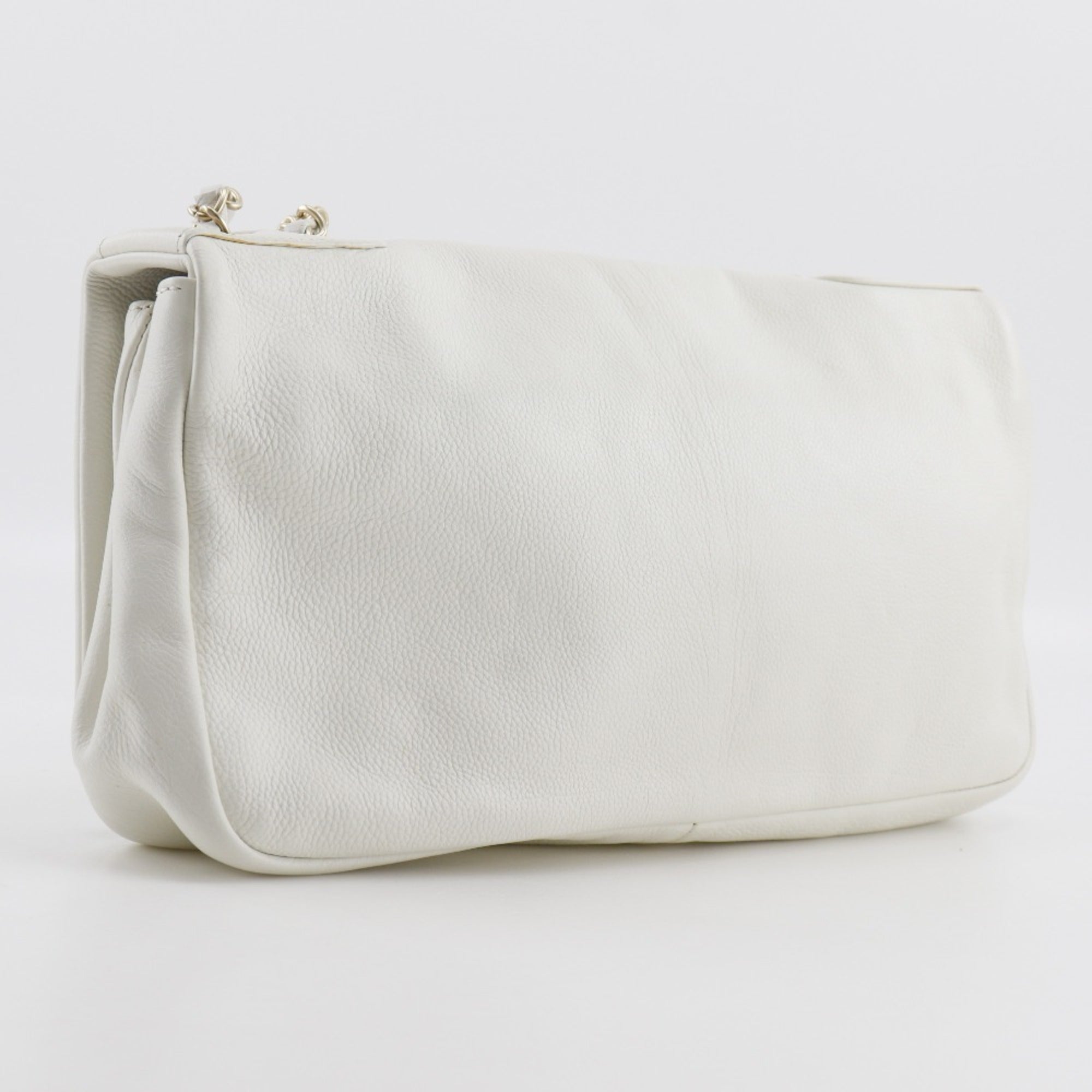 Chanel White Leather Shoulder Bag