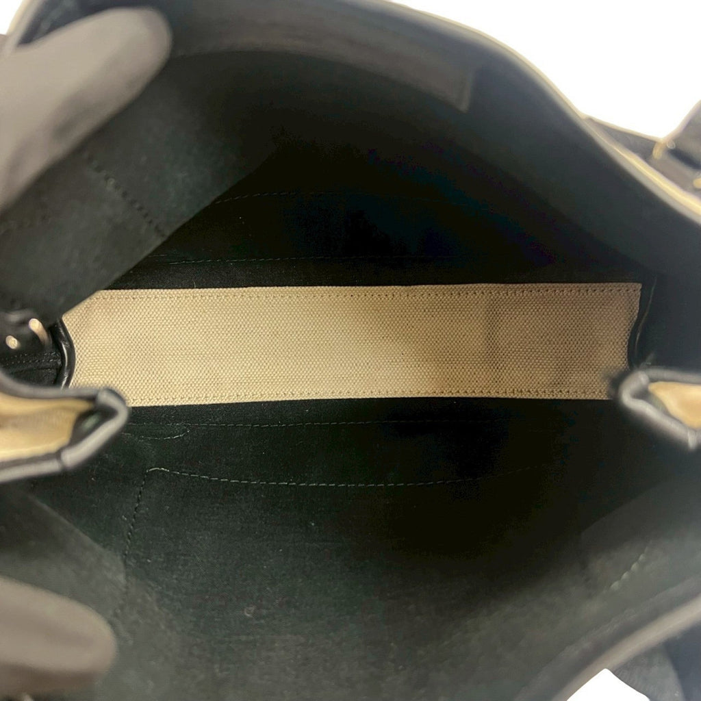 Balenciaga Black Ivory Canvas Leather Handbag Pouch Shoulder