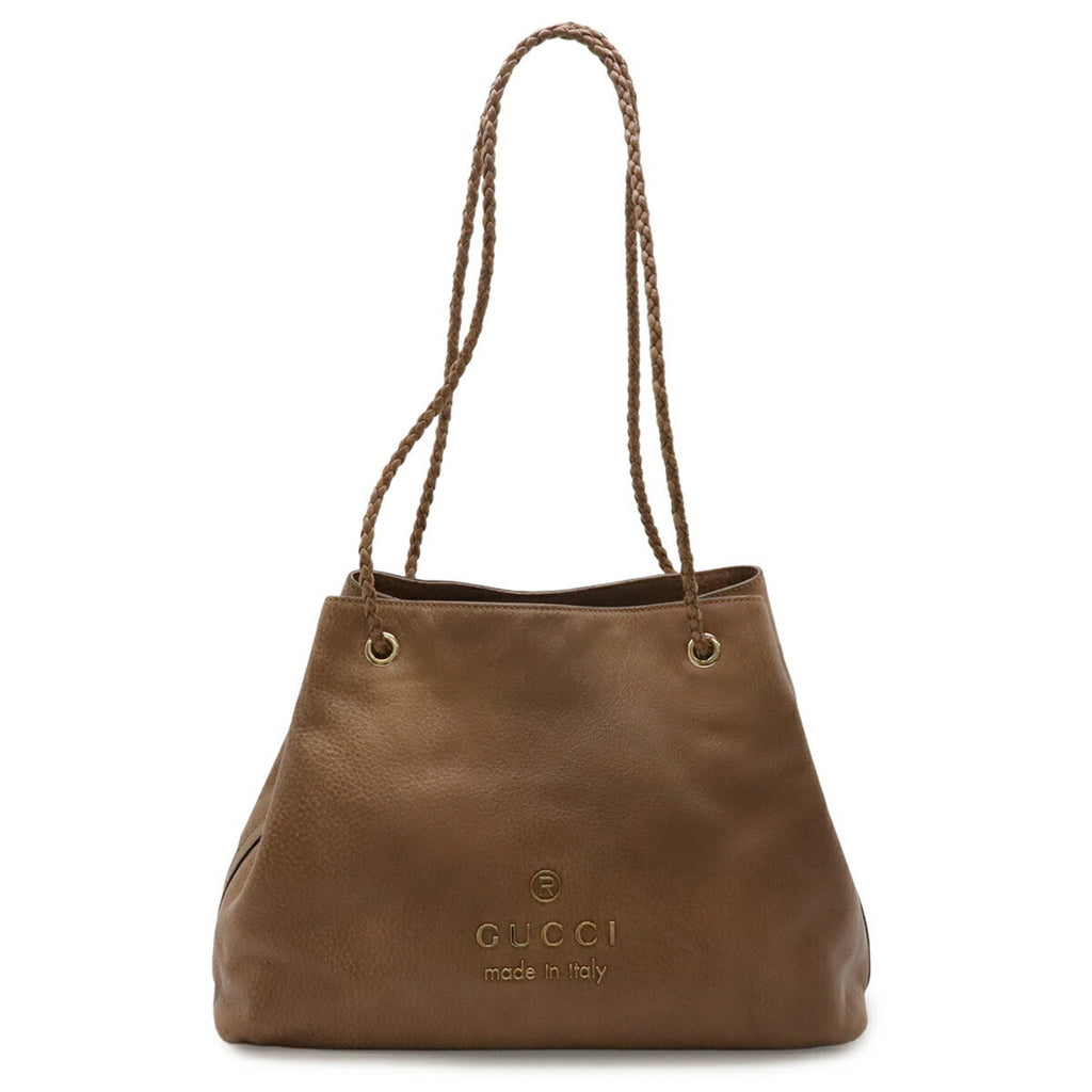 Gucci Brown Leather Shoulder Bag Tote Bag (Pre-Owned)