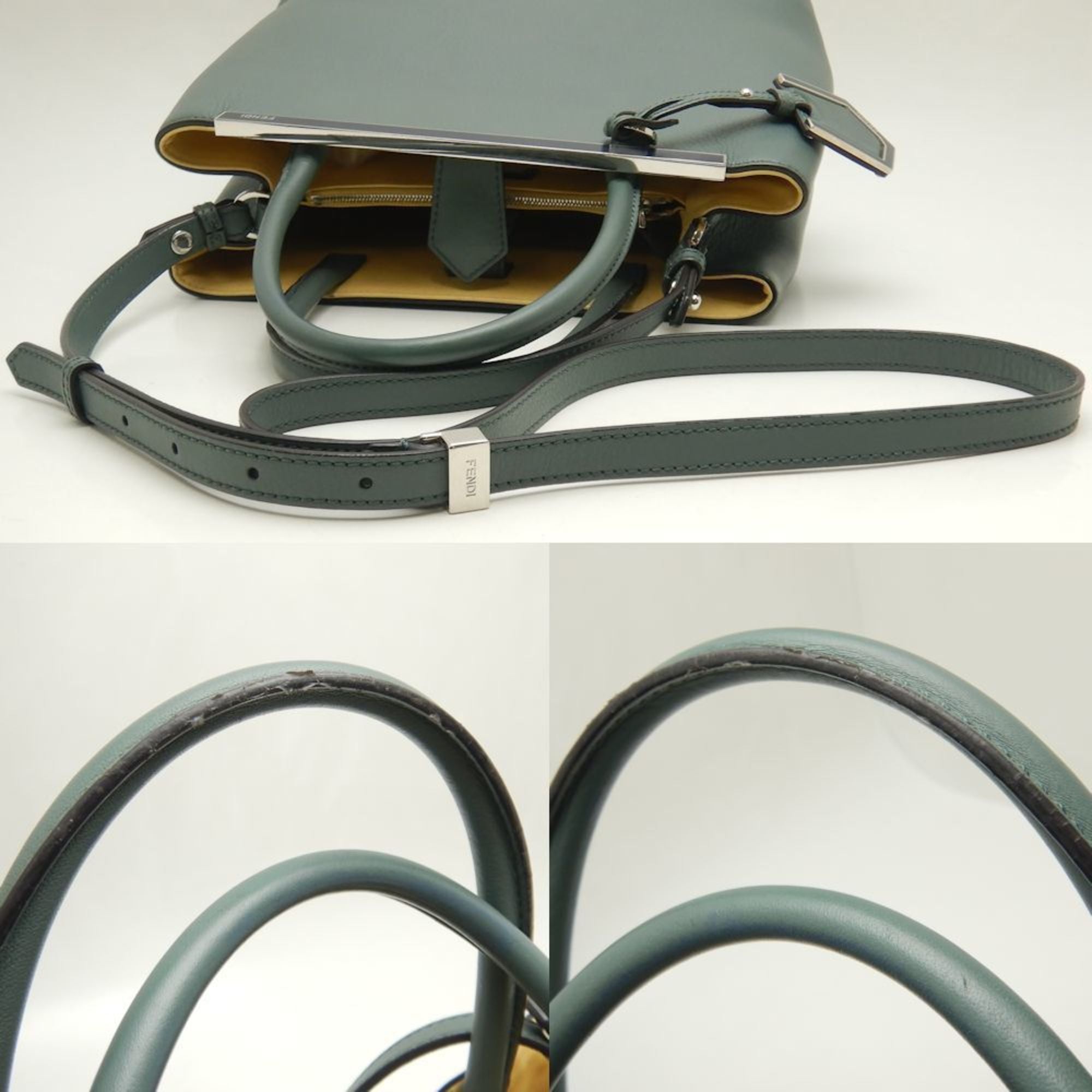 Fendi Khaki Yellow Leather Handbag