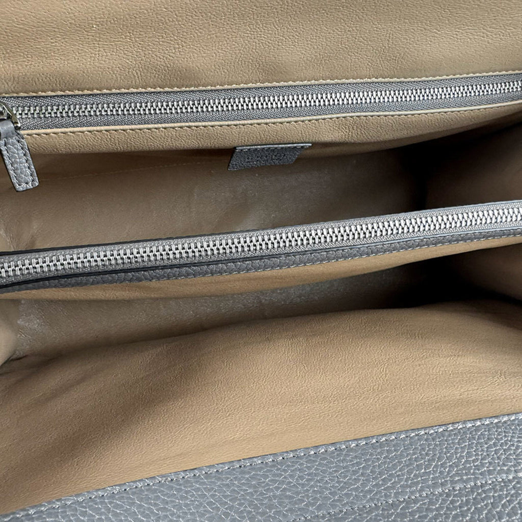 Gucci Gray Leather Handbag Shoulder Bag (Pre-Owned)