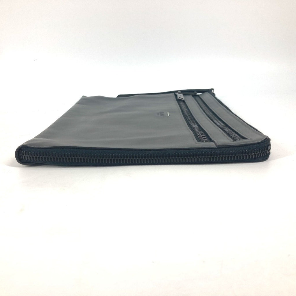 Fendi Gray Leather Clutch Bag