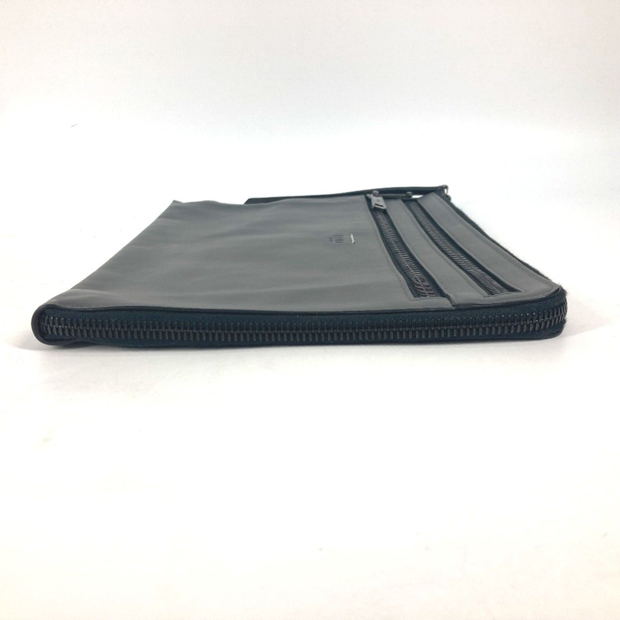 Fendi Gray Leather Clutch Bag