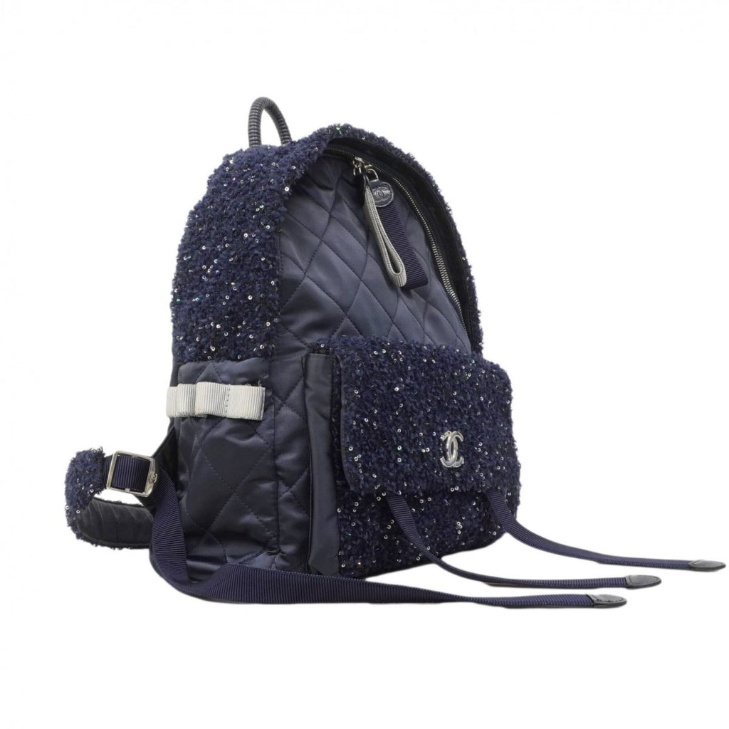Chanel Navy Nylon Tweed Backpack