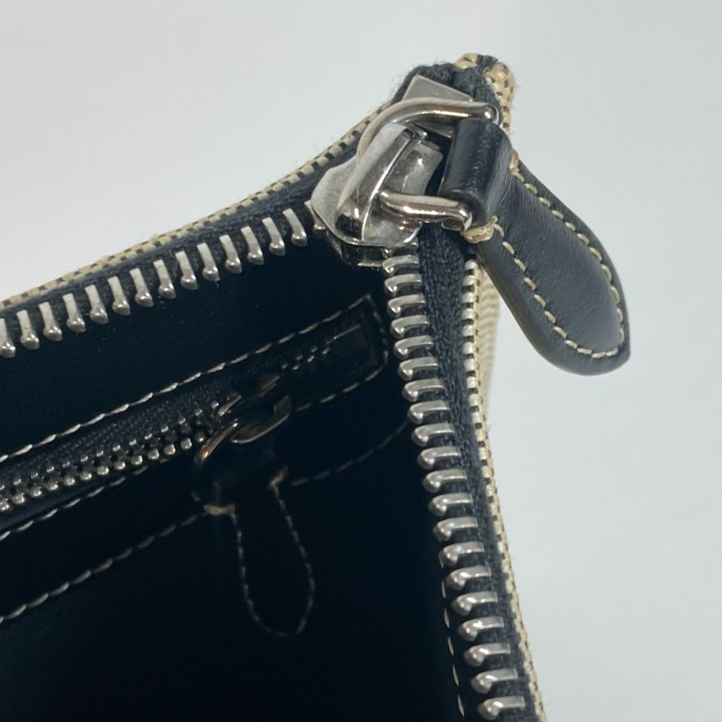 Burberry Black Gray Canvas Leather Clutch Bag Handbag