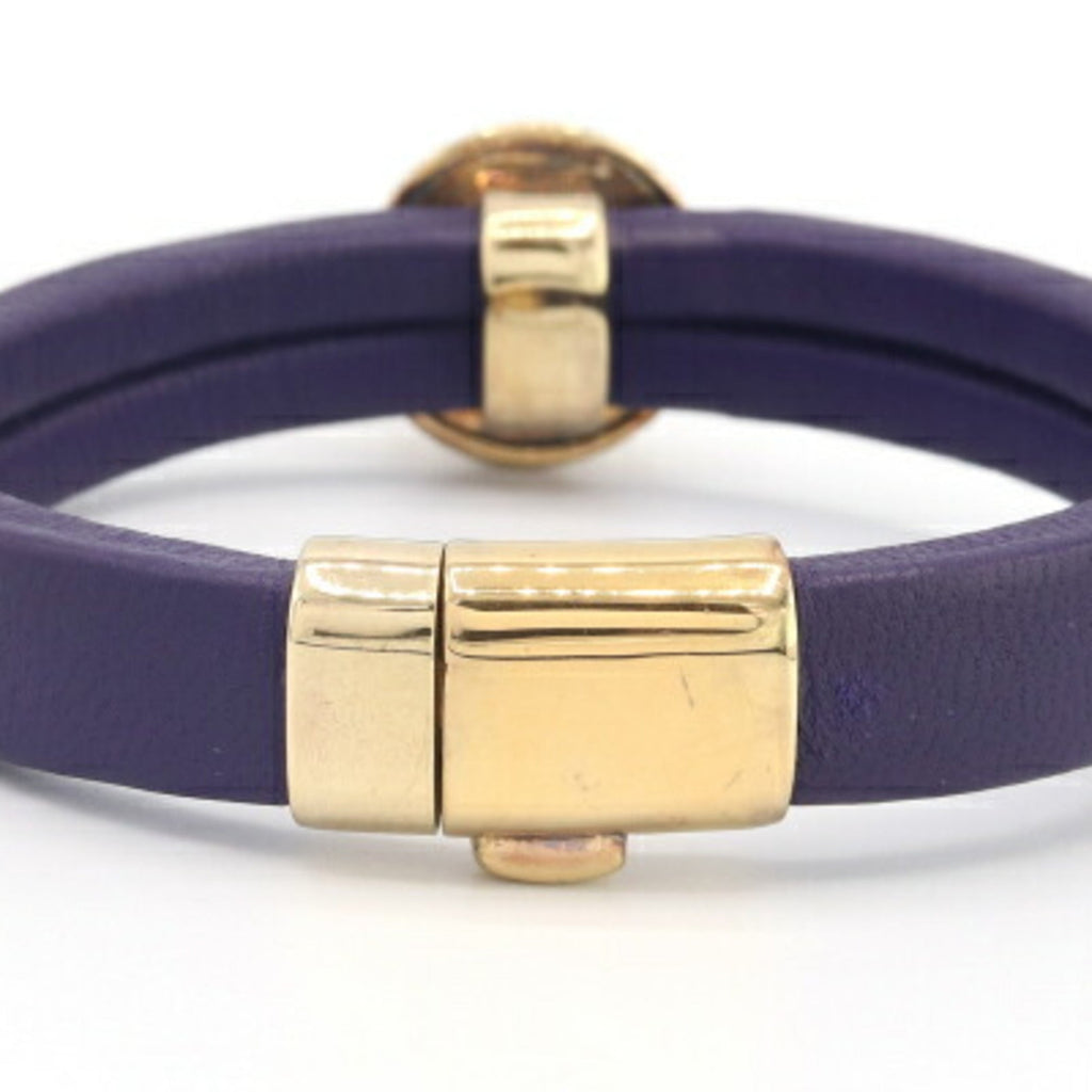 Bottega Veneta Gold Purple Leather Sterling Silver 925 Charm Bracelet