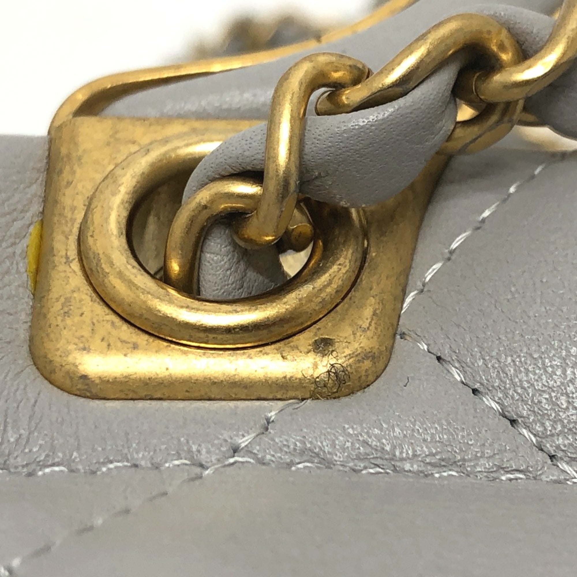 Chanel Gray Leather Shoulder Bag