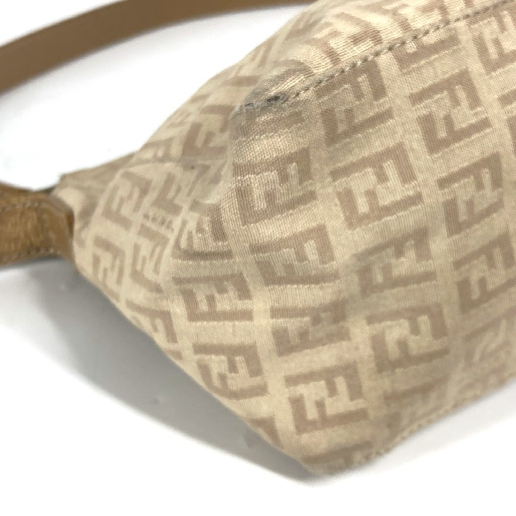Fendi Beige Leather Canvas Shoulder Bag