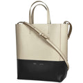 Celine Cabas Black Ivory Leather Shoulder Bag Tote Bag