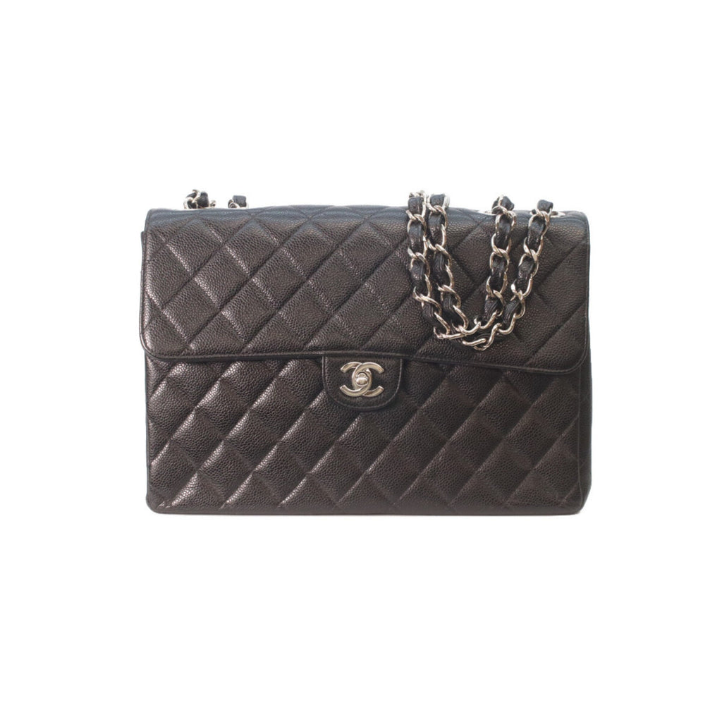 Chanel Black Grained Calfskin Shoulder Bag