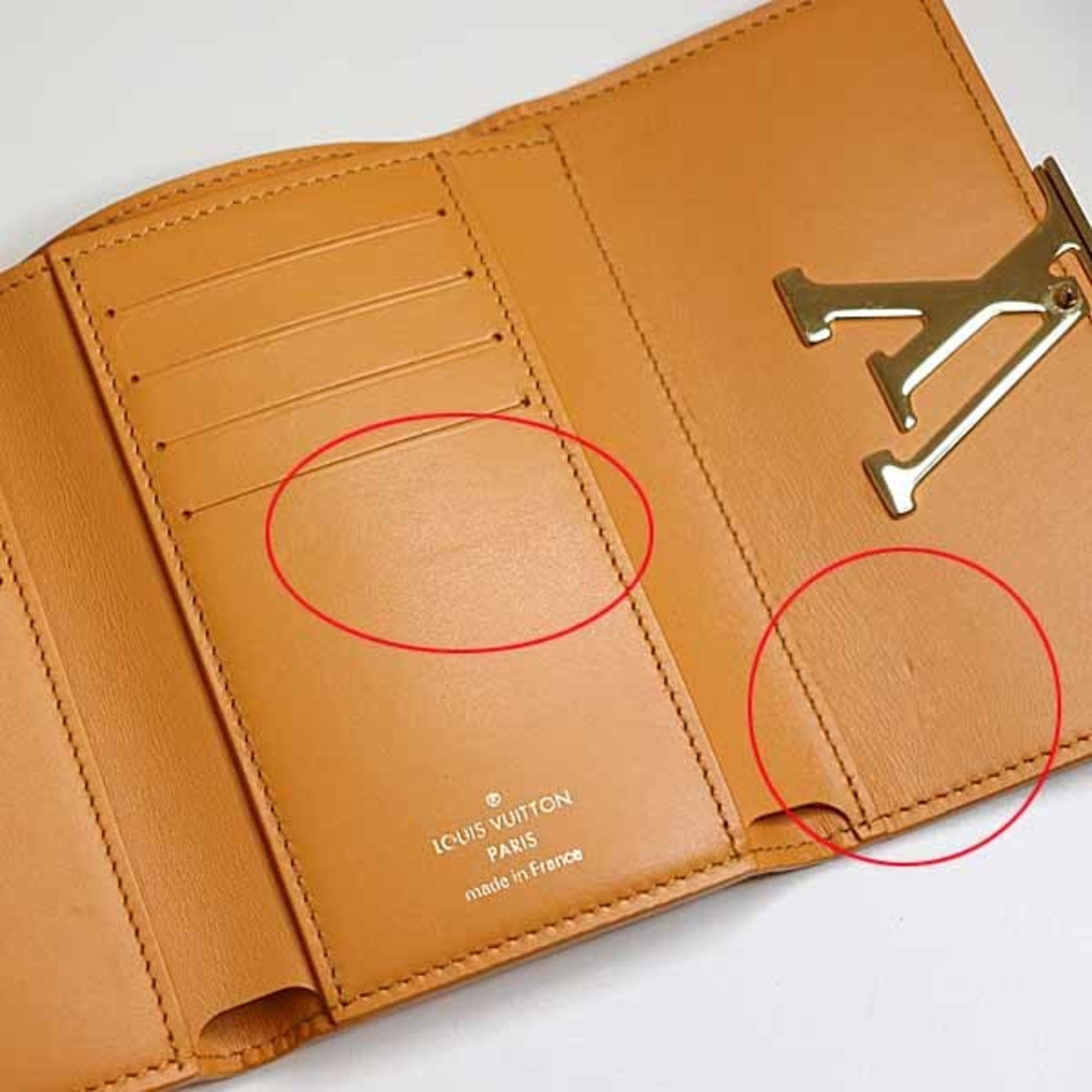 Louis Vuitton Orange Saffron Yellow Leather Wallet (Tri-Fold)