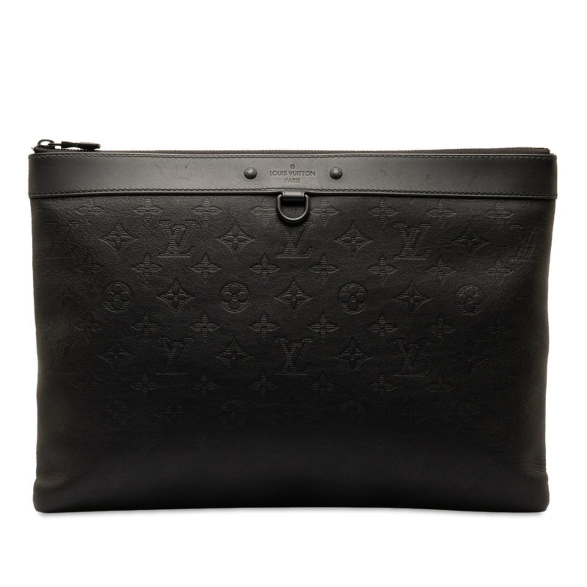 Louis Vuitton Black Leather Clutch Bag Pochette