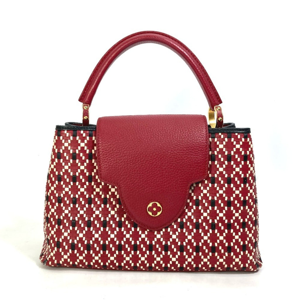 Louis Vuitton Black Red Color Leather Handbag