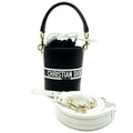 Christian Dior Navy White Leather Shoulder Bag (Pre-Owned)