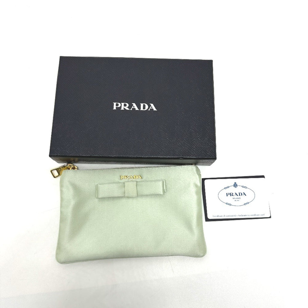 Prada Green Satin Clutch Bag